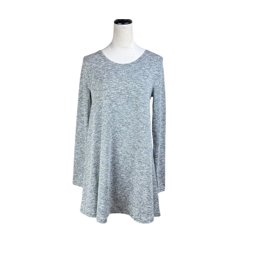 ISLE By Melis Kozan Gray Green Coastal Cozycore Long Sleeve Swing Dress